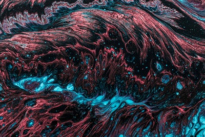 红蓝流体抽象画